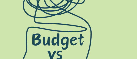 Budget vs books words inside head